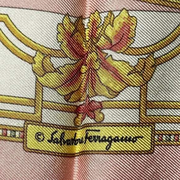 FERRAGAMO: Pink Floral & Zebra  Logo Silk Bag Scarf/Pocket Square 16" x 16" #135 - Picture 3 of 5